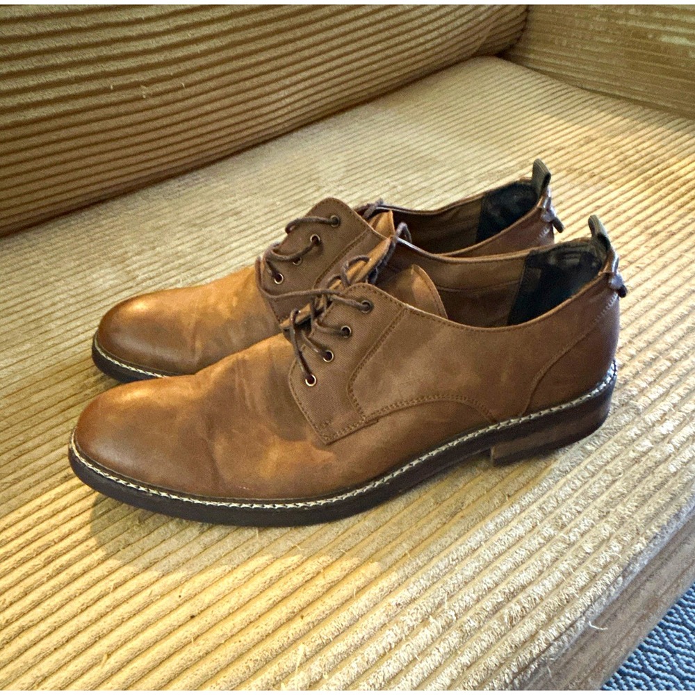 Seven91 Men's Brown Leather Derby Dress Shoes Lace-Up Round Toe US 11 EU 44.5